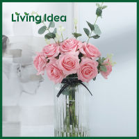 Living idea ดอกไม้ปลอม ตกแต่งบ้าน ดอกไม้ประดิษฐ์ ดอกไม้ อุปกรณ์ตกแต่งบ้าน กุหลาบปลอม ดอกกุหลาบปลอม 1 ชิ้น อุปกรณ์ตกแต่งผนัง