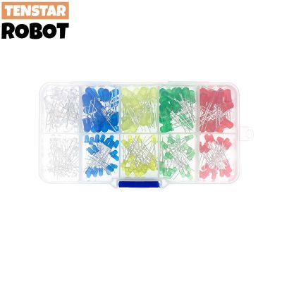200PC/Lot 3MM 5MM Led Kit With Box Mixed Color Red Green Yellow Blue White Light Emitting Diode Assortment 20PCS Each New Electrical Circuitry Parts