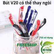 Bút Bi 0.5mm Thay Ngòi V20 Có 3 Màu Lựa Chọn Xanh, Đen,Đỏ QUEENLEE STORE