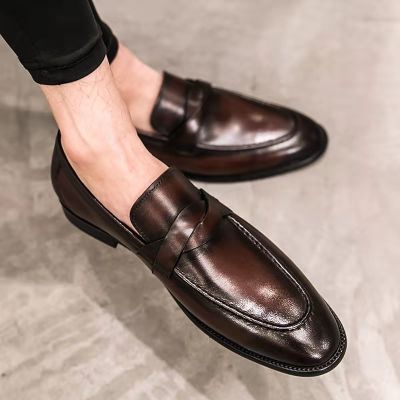 TOP☆Men Casual Shoes Breathable Leather Men Loafers Business Office Shoes For Men Driving Moccasins Comfortable Slip On Tassel Shoe