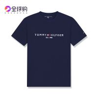 ปักลายจุด Tommy Hilfiger Tommy ปลูกฝังคุณธรรมของคนแขนสั้นเย็บปักถักร้อยแท้ชายเสื้อยืดธุรกิจฤดูร้อนสบายๆ