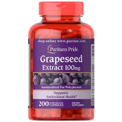 ตรงปก ของแท้ นำเข้า Puritans Pride Grape Seed Extract 100mg 100 Capsules Whitening  Anti-oxidationสารสกัดจากเมล็ดองุ่น ไวท์เทนนิ่ง