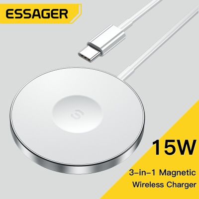 Essager15W Fast Wireless Charger Stand For iPhone 14 13 12 11Apple Watch 3 in 1 Foldable Charging Station for Airpods Pro IWatch Wall Chargers