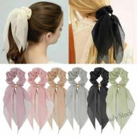 【Ready Stock】 ♞ C18 Women Elastic Ponytail Scarf Bow Hair Rope Ties Scrunchies Ribbon Hair Bands