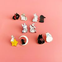 Mo Dao Zu Shi brooches Enamel Pin Black White Rabbit Brooch Bag Clothes Lapel Pin Badge Cartoon Animal Jewelry Best Friends Gift