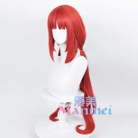 Manmei Genshin Impact Nilou Cosplay Wig 80cm Long Straight Red Hair Anime Heat Resistant Synthetic WigsTH