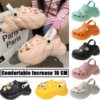 Super High 6-10ซม. รองเท้าแตะฤดูร้อนผู้หญิง Croc รองเท้าแตะแพลตฟอร์มกลางแจ้ง Clogs หนา Street รองเท้าแตะชายหาด Flip Flops รองเท้าสวน