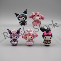 【hot sale】 ♞✚❈ B09 5pcs/set Cartoon My Melody Kuromi figure model Toys Lolita Princess Dress housemaid Doll Girl Child Birthday Gift