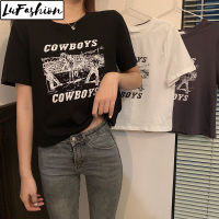 LuFashion เสื้อครอปผู้หญิง,เสื้อยืดลำลองแขนสั้นเพรียวบางฤดูร้อน