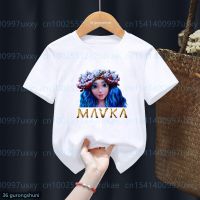 เสื้อยืดเด็กใหม่การ์ตูน Mavka: เสื้อยืดเด็กผู้หญิงพิมพ์ลายกราฟิกเพลงป่าเสื้อยืดเด็กวัยหัดเดินน่ารักเสื้อท่อนบนฤดูร้อนแขนสั้น