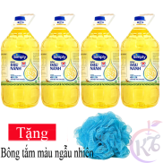 Combo 4 chai Dầu ăn Simply đậu nành chai 5 lít Tặng 1 bông tắm màu ngẫu