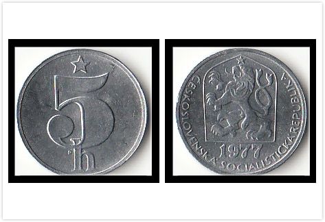 czechoslovakia-5-haleru-เหรียญ1977ใหม่ยุโรปรุ่นเหรียญที่ระลึก100-หายากจริง-eu