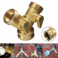 [NEW] Heavy Duty Brass Garden Hose Connector Tap Splitter (2 Way) – New and Improved - Outlet Splitter Hose Splitter Hose Spigot Ada