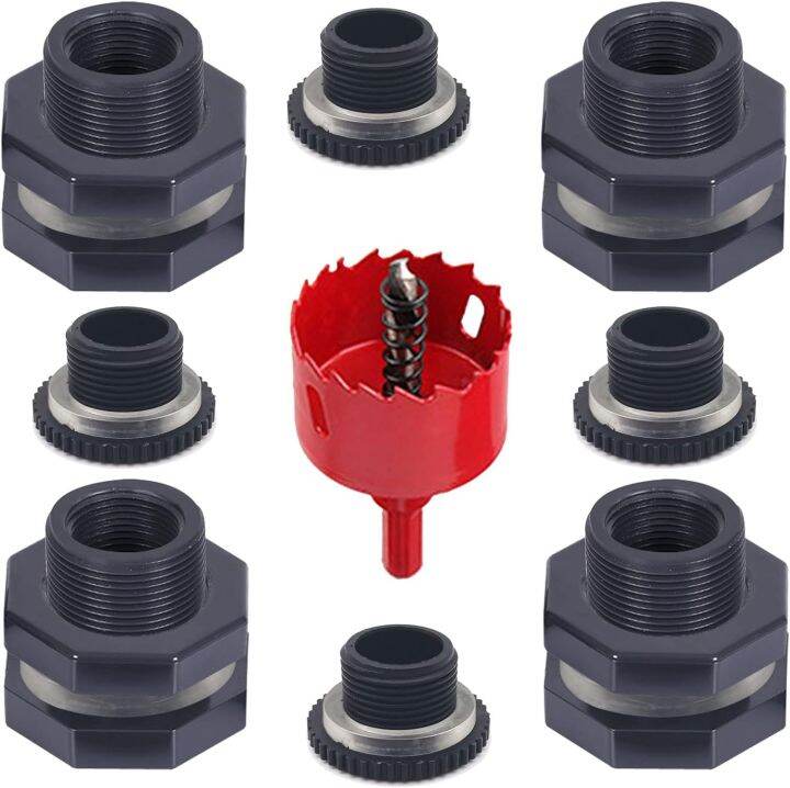4 Piece Rain Barrel Barrier Accessories with Plug and Hole Saw Tool