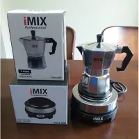 สินค้าใหม่ Moka Pot มอคค่าพอท ชุดหม้อต้มกาแฟสด มอคค่าพอท 3 ถ้วย พร้อม เตาไฟฟ้ามินิ 500W  หม้อต้มกาแฟ ราคาถูก พร้อมจัดส่ง