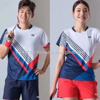 ❀ New Style Badminton Uniform Korean Men Women Striped Quick-Drying Sports Short-Sleeve