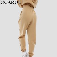 GCAROL Autumn Winter Women High Elastic Waist Harem Pants 80 Cotton Fleece Warm Candy Oversized Boyfriend Sport Pants