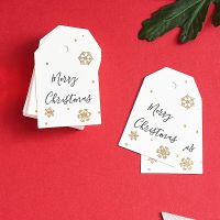 【DT】 hot  50pcs/lot White Christmas Paper Tags Luggage Wedding Note Paper Labels Packaging Gift Price Hang Tag Merry Christmas Card Rope