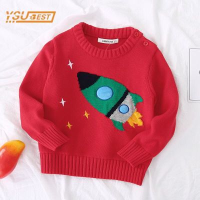 Christmas Kids Baby Boys Girls Long Sleeve Cartoon Rocket Pullover Sweaters Casual Autumn Baby Boy Girl Knit Childrens Sweaters
