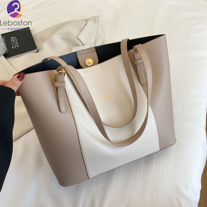 กระเป๋ากระเป๋าหนัง-pu-ทรงถังสำหรับผู้หญิงแบบพกพาความจุขนาดใหญ่-tas-jinjing-bahu-แบบเรียบง่ายย้อนยุค