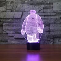 【⊕Good quality⊕】 yisiguyi0 Baymax โคมไฟ3d 7สีไฟกลางคืนแบบไฟ Led สำหรับเด็กโคมไฟ Led โต๊ะ Usb สัมผัสโคมไฟไฟนอนจับการเคลื่อนไหวแสง