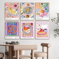 Retro อาหารห้องครัวพิมพ์อาหารเช้ากาแฟ Barista หม้อผลไม้พีชโปสเตอร์ Wall Art ภาพวาดผ้าใบ Diner Room Decor Picture