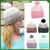 CHUAN Fashion Soft Autumn Spring Winter Warm Women Crochet Ski Cap Pompom Ball Hat Wool Knit Beanie