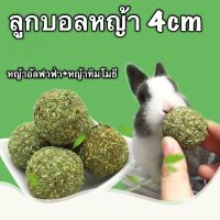 ลูกบอลหญ้า 4cm อาหารกระต่าย คุกกี้หญ้า หญ้าอัลฟาฟ่า+หญ้าทิมโมธี สำหรับสัตว์ฟันแทะ กระต่าย ชินชิล่า แกสบี้