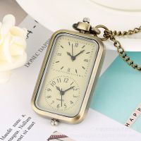 ❀❀ wholesale Qinggu creative design rectangular dual time zone necklace wall watch quartz pocket one piece on behalf of