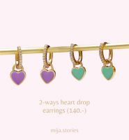 Mija - 2-way Heart Drop Earrings ต่างหูห่วง แต่งด้วยจี้หัวใจ ใส่ได้ 2 แบบ