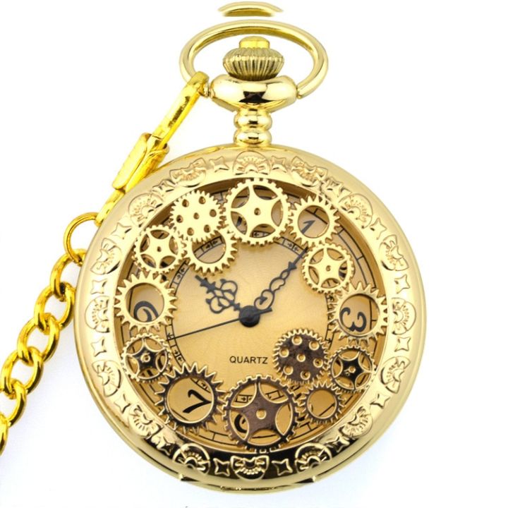 นาฬิกาควอตซ์ยุคสตีมพังก์แฟชั่นย้อนยุคจี้สแตนเลสสำหรับผู้ชายผู้หญิงเลโลจเดโบลซีโล