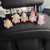 สองชิ้น Sanrioed Car Seat Headrest Hook Storage Rack Anime Kuromi Melody Cinnamoroll Bag Organizer อุปกรณ์ตกแต่งภายในรถยนต์ของเล่น