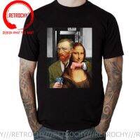 Novelty Art Theft Van Gogh Mona Lisa T-Shirt For Men Round Neck 100% Cotton T Shirt Humor Artist Parody Funny T-Shirts Camisetas