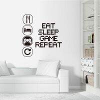 [COD] YY442 Eat sleep play games decorative stickers living room bedroom wholesale removable set of 2