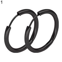 【LK】1 Pair Stainless Steel Fashion Punk Uni Ear Hoop Circle Earrings Jewelry Gift