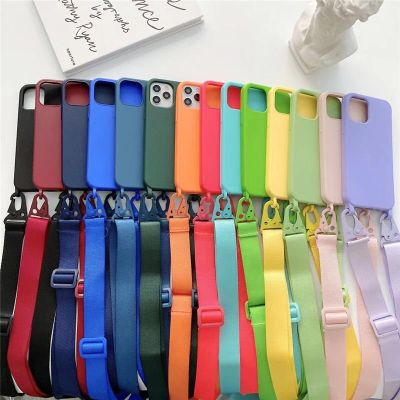 Original liquid silicone Crossbody Necklace Phone Case For iPhone 13 12 11 Pro Max XS XR X 7 8 Plus 14 Lanyard Cord Strap Cover