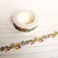 1X DIY Japanese Paper Natural Flower Washi Tape Paper Masking Tapes Adhesive Tapes Stickers Decorative Stationery Tape 1.5cm*10m