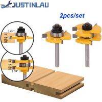 [HOT 2023] JUSTINLAU 2Pcs 1/4 "Shank V Groove &amp; Matched Tongue Router ชุดบิต W/แบริ่งพรีเมี่ยมแบริ่งเครื่องตัดไม้