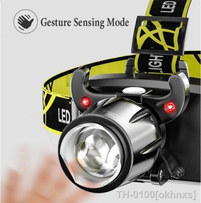 ◇ USB recarregável farol LED poderoso impermeável lanterna para pesca caça e camping bateria 18650 T6