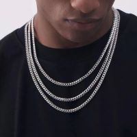 Hip Hop Cuban Chain Necklace for Men Women Punk 3 To 7 MM Stainless Steel Choker Necklace Vintage Jewelry Accessories Fashion Chain Necklaces