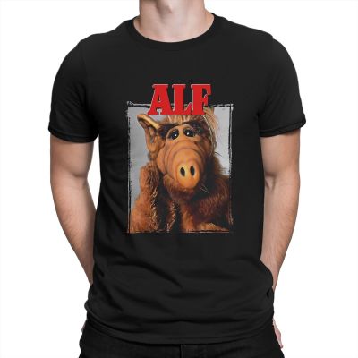 Red T-Shirt Men ALF The Animated Series Cool Pure Cotton Tees Crewneck Short Sleeve T Shirts New Arrival Clothing