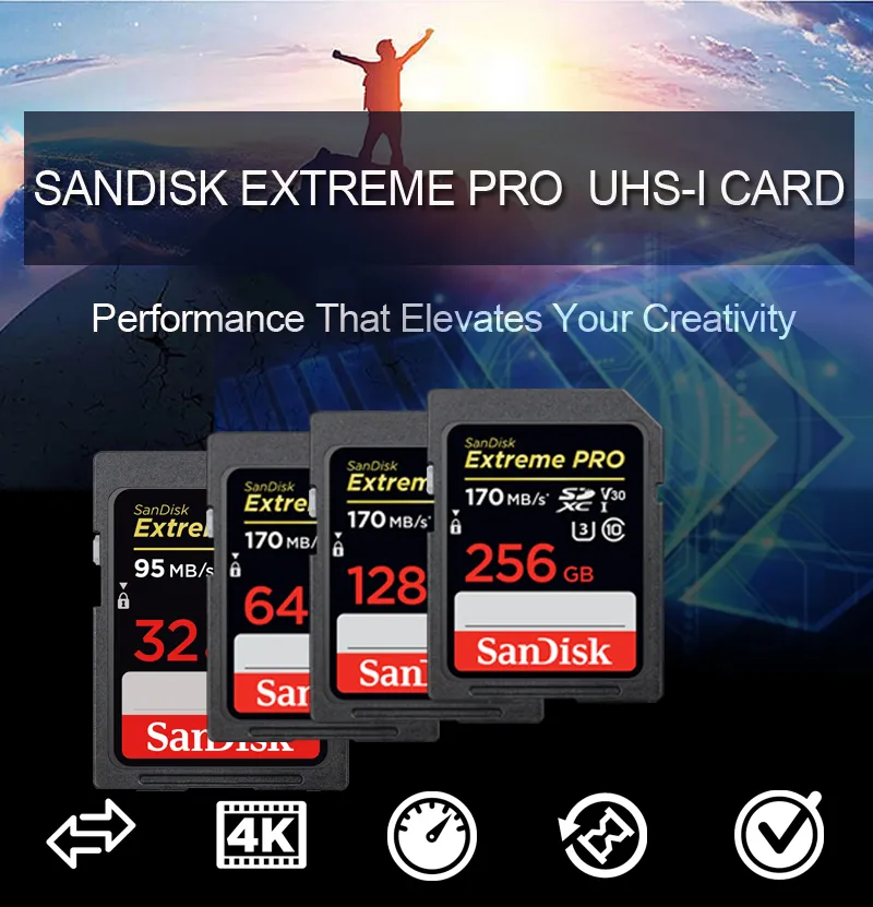 SanDisk 256GB Extreme PRO SDXC UHS-I Card - C10, U3, V30, 4K UHD, SD Card -  SDSDXXY-256G-GN4IN 256GB Card Only
