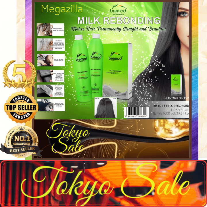 AUTHENTIC Bremod Hair Rebonding Set Original Milk REBONDING 2IN1 1000ML