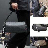 ♚ cri237 Fashion Men Cylinder Bag Leather Vintage Teenager Student Crossbody Bag Super Hot sale