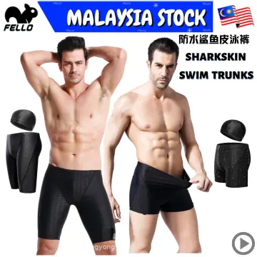 Swim Pants Men Swimsuit Long Shark Skin Swim Trunks Training