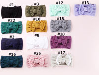 30PClot Pompom Trim Wide Nylon Turban Headband Newborn Knot Bow Headband,Cable knit headwraps,Babe Girls Ribbed Headbands