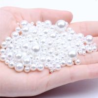 Mix Size 4/5/6/8/10/12mm Straight Hole White Ivory  Round Imitation Pearl ABS Beads Jewelry Findings DIY Charm Accessories 10g Beads