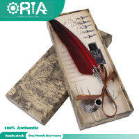 ORIA Dip Quill ชุดปากกาของโบราณปากกาขนนกที่สวยงาม6ปลายปากกา,1ขวดหมึก,1ที่ใส่ปากกา0.5มม. เหมาะสำหรับของขวัญสำหรับเพื่อน,ครอบครัว,เด็ก (สีแดง)