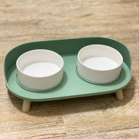 Spot parcel post Factory Cat Bowl Ceramic Cervical Spine Protection Double Bowl Cat Basin Food Basin Dog Bowl Cat Food Anti-Tumble Cat Water Bowl