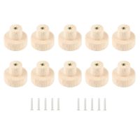 10Pcs Wood Round Pull Knobs Natural Wooden Cabinet Drawer Wardrobe Knobs for Cabinet Drawer Handle Furniture Hardware